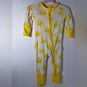 Little Sleepies Yellow Sun Print Zip Front Footie